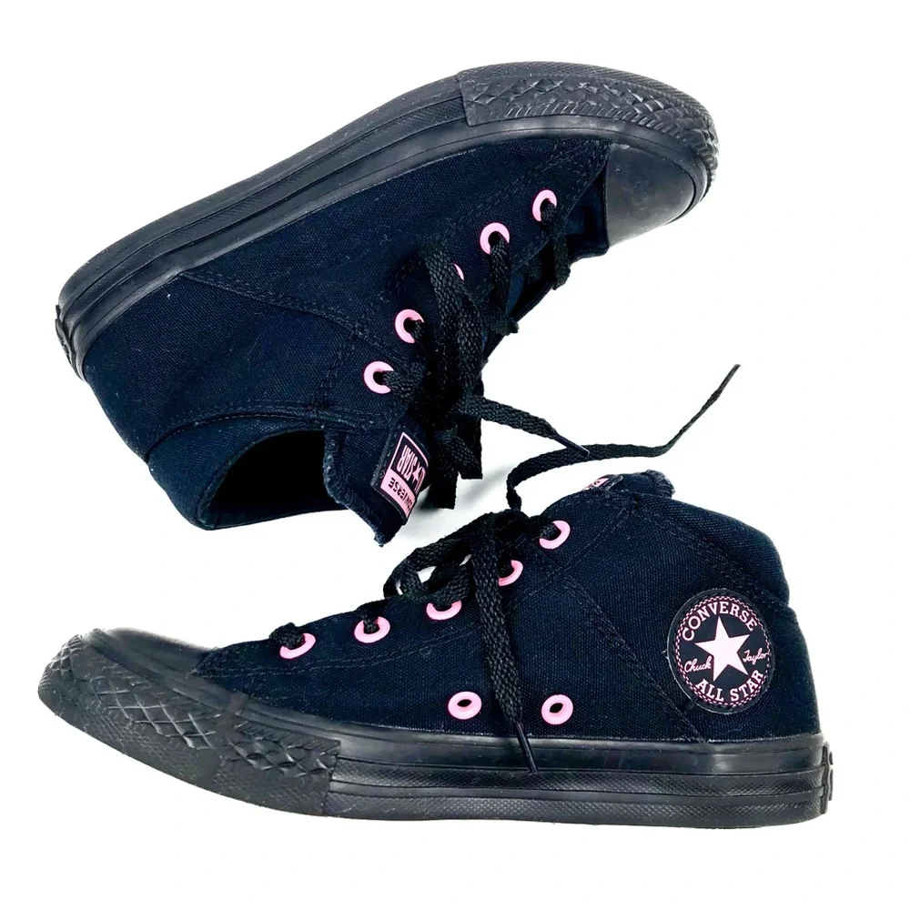 Converse All Star Kids Black Canvas Mid Tops Size 2
